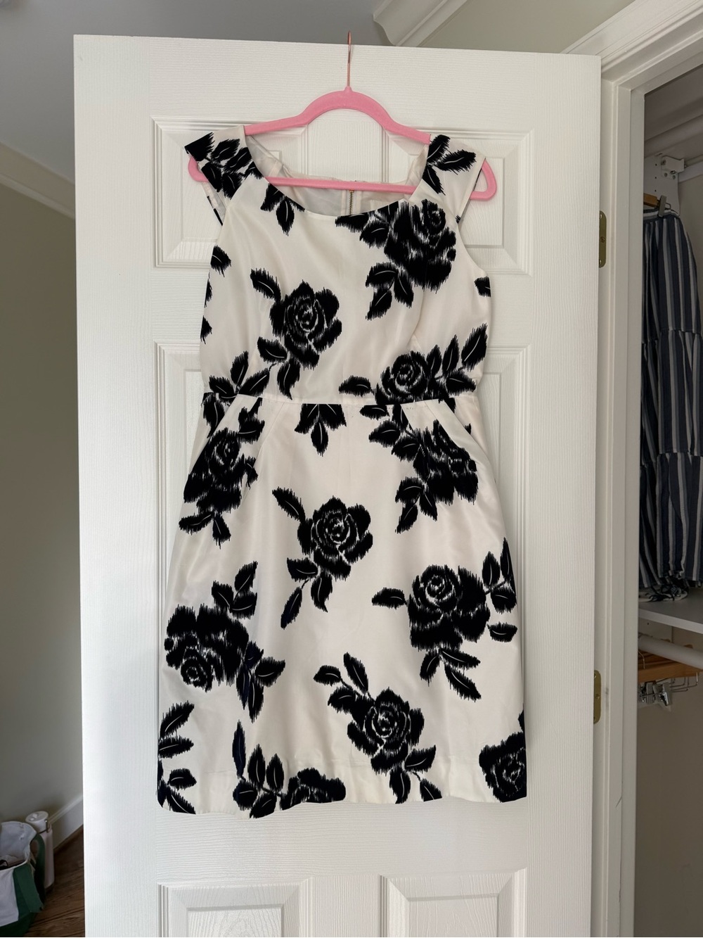 kate spade White Midi Dress with Black Floral Print